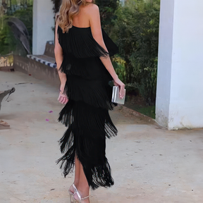 Vestido Elegante com Franjas Zoeyshe - Roses Jolie