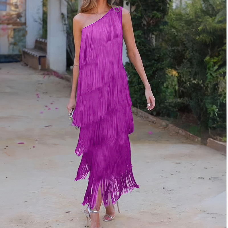 Vestido Elegante com Franjas Zoeyshe - Roses Jolie