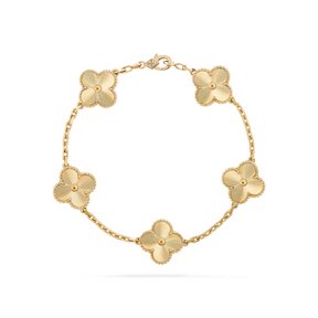 Pulseira Alhambra 5 Trevos Brilhantes - Ouro 18K