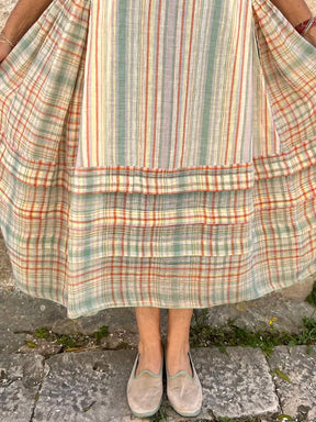 Vestido Mare - De Linho | Longo Listrado Elegante sem Mangas (Queridinho da famosas!)